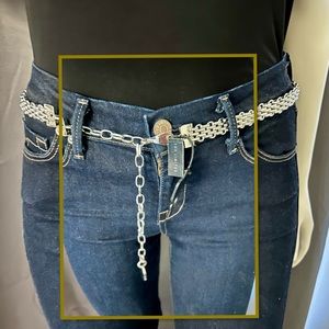 THE LIMITED SILVER TONED CHAIN BELT NWT S/M